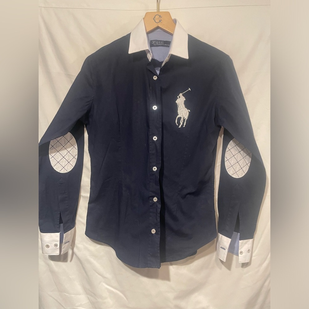 Polo Ralph Lauren women's shirt size S navy blue with white